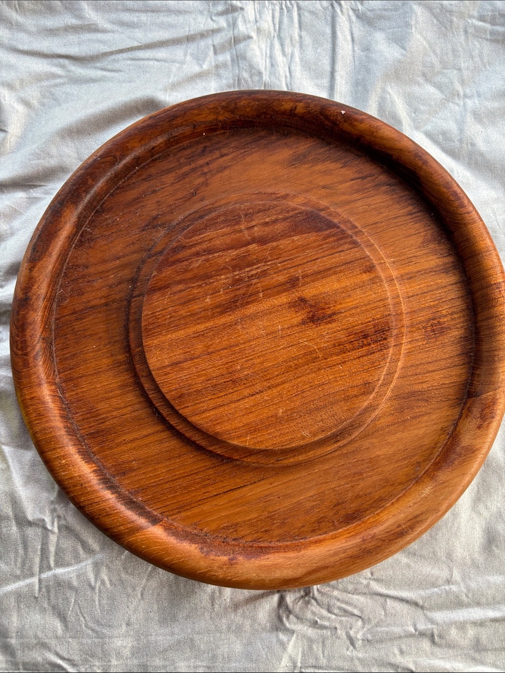 Teak  Round Serving Tray - Brown